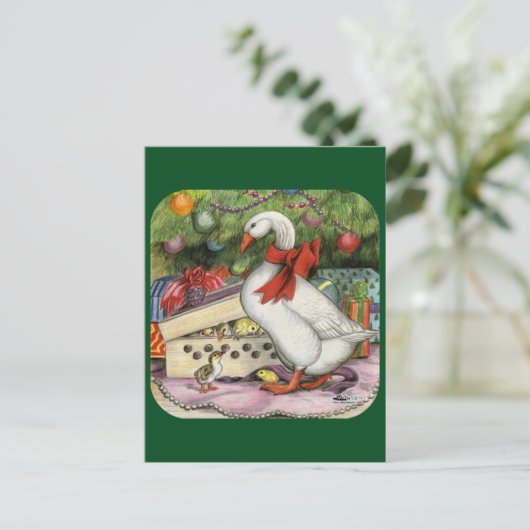 kerstgans feestdagenkaart (Staand voorkant)