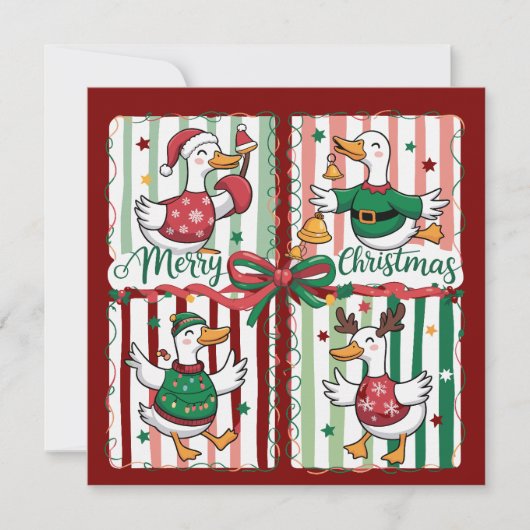 Kerstgans Fun dier voor feestdagen rendier eend Feestdagenkaart (Voorkant)
