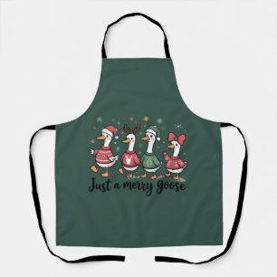 Kerstgans Grappig Alleen Een Vrolijke Gans Kerstmi Schort