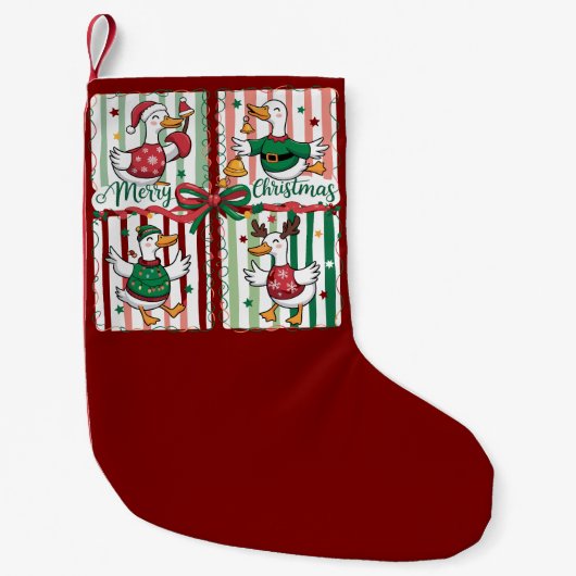 Kerstgans Grappig Vakantie Dier Rendier Eend Kleine Kerstsok (Voorkant)