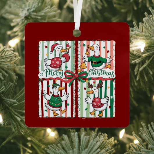 Kerstgans Grappig Vakantie Dier Rendier Eend Metalen Ornament (Insitu)