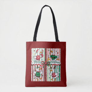 Kerstgans Grappig Vakantie Dier Rendier Eend Tote Bag