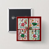 Kerstgans Grappig Vakantie Dier Rendier Eend Vierkante Button 5,1 Cm (Voorkant /achterkant)
