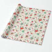 Kerstgans Illustratiepatroon Ivoor Cadeaupapier (Uitgerold)