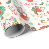 Kerstgans Illustratiepatroon Ivoor Cadeaupapier (Rol Hoek)