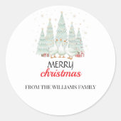 Kerstgans Kerstboom Familie Sticker (Voorkant)