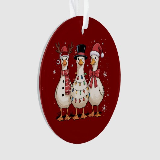 Kerstgans Kerstman Gekke Schattige Sneeuwman Xmas Ornament (voorkant)