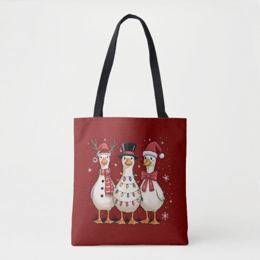 Kerstgans Kerstman Grappige Cute Sneeuwman Kerstmi Tote Bag (Voorkant)