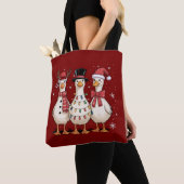 Kerstgans Kerstman Grappige Cute Sneeuwman Kerstmi Tote Bag (Dichtbij)