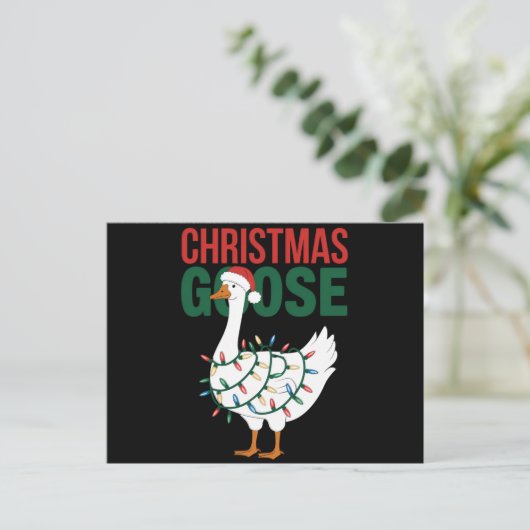 Kerstgans Lichtjes Cute Kerst- Feestdagenkaart (Staand voorkant)