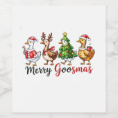 Kerstgans met Kerstmanhoed Wijn Etiket (Enkel label)