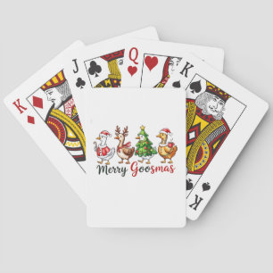 Kerstgans met Kerstmannenhoed voor Merry Goosemas Pokerkaarten