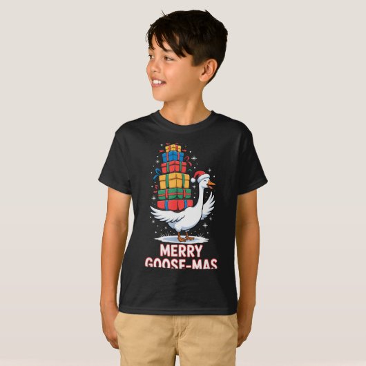 Kerstgans met Kerstmis Grappige Kerstgans T-shirt (Voorkant volledig)