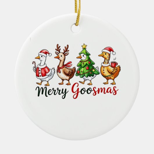 Kerstgans met kerstmuts van Kerstman Keramisch Ornament (Voorkant)