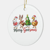 Kerstgans met kerstmuts van Kerstman Keramisch Ornament (Links)