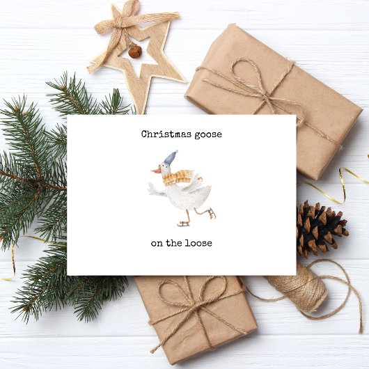 Kerstgans op de LOOSE Folie Feestdagen Briefkaart