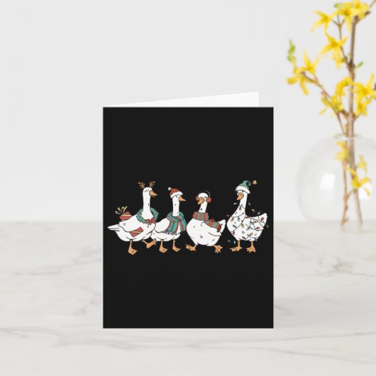 Kerstgans op de losse Merry Goosemas Kerstmis  Kaart (Gele Bloem)