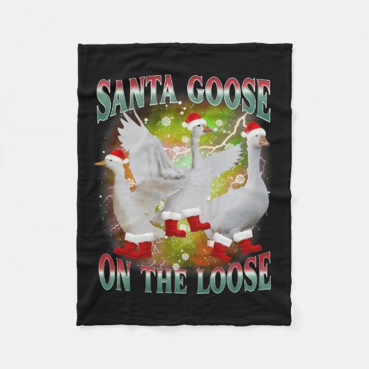 Kerstgans op de losse Santa Gekke Goose Ani Fleece Deken (Voorkant)