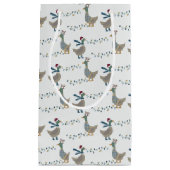 Kerstgans op wit klein cadeauzakje (Voorkant)