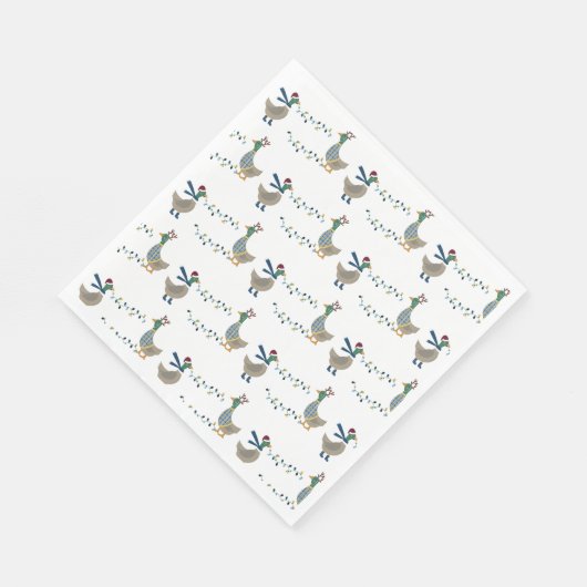 Kerstgans op wit servet (Hoek)