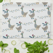 Kerstgans op wit theedoek (Gevouwen)