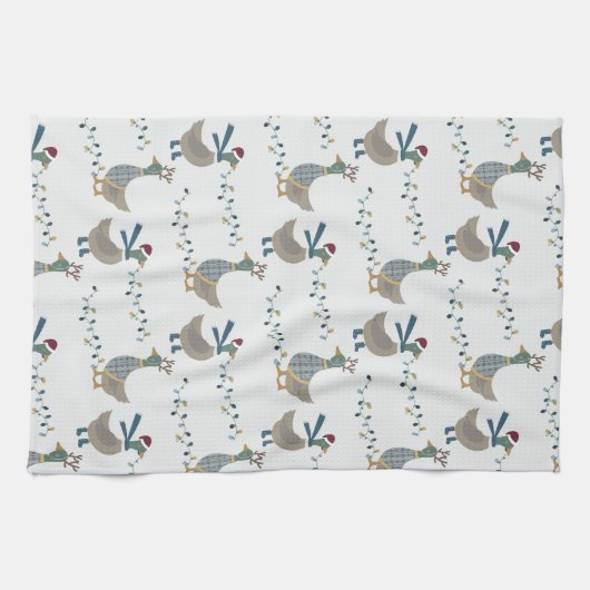 Kerstgans op wit theedoek (Horizontaal)