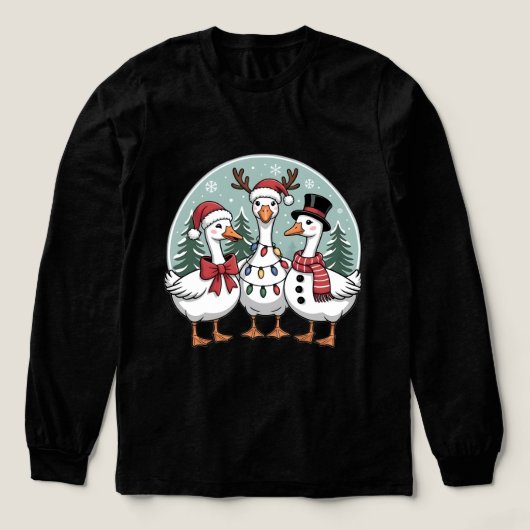 Kerstgans -Retro Vakantie Watervogels Tri-Blend Shirt (Voorkant)