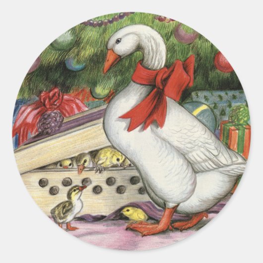 kerstgans ronde sticker (Voorkant)