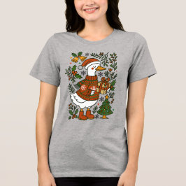 Kerstgans Schattig Winter Feest Bloemig Tri-Blend Shirt