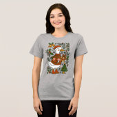 Kerstgans Schattig Winter Feest Bloemig Tri-Blend Shirt (Voorkant volledig)