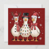 Kerstgans Sinterklaas Dwaas Mooie Sneeuwman Kerstm Feestdagenkaart (Voorkant)