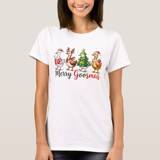 Kerstgans Vrolijke Kerstgans T-shirt (Voorkant)