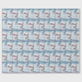 Kerstgans wandelen in sneeuwvlokken cadeaupapier (Vlak)