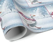 Kerstgans wandelen in sneeuwvlokken cadeaupapier (Rol Hoek)