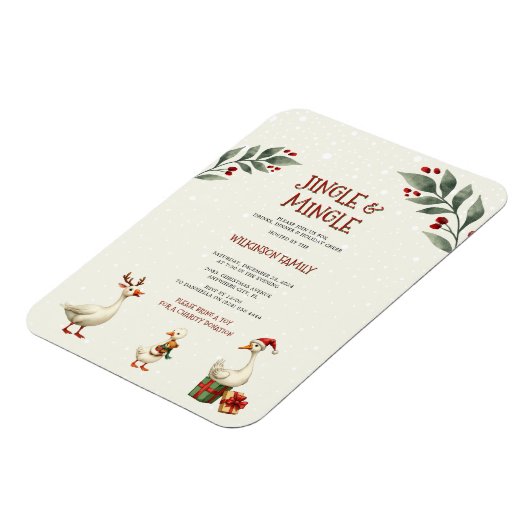 Kerstganzen Jingle Party Uitnodiging Magneet (Linkerzijde)
