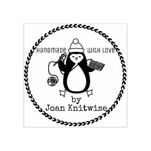 Kerstgarens met pinguïn haakhaakwerk rubberstempel