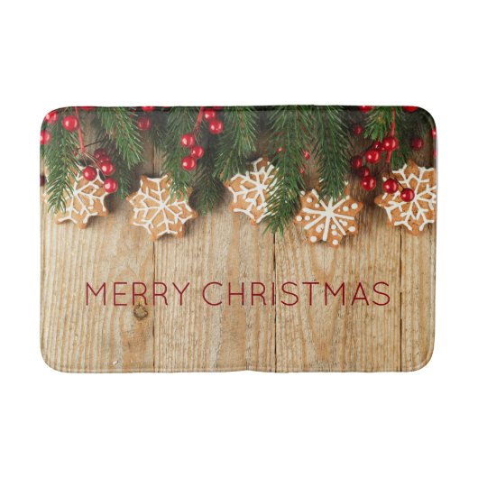Kerstgarland en Snowflake Cookies Bathmat Badmat (Voorkant)
