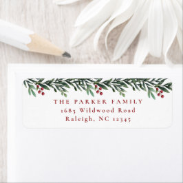 Kerstgarland Greenery Holiday Return Address Etiket