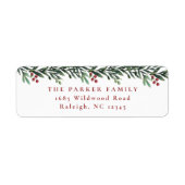 Kerstgarland Greenery Holiday Return Address Etiket (Voorkant)