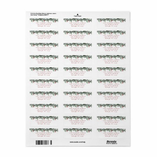 Kerstgarland Greenery Holiday Return Address Etiket (Full Sheet)