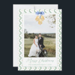 Kerstgarland Jingle Bells  fototoestel Feestdagenkaart<br><div class="desc">Waterverf kerstman Garland Jingle Bells Kaart van de Foto Holiday. Deze prachtige kerstfotokaart is voorzien van waterverf kerstgarland gouden gordels en blauw lijst voor één foto. Het is perfect als je op zoek bent naar een klassieke, zuidelijke, grootmilleniale kerstfotokaart. Bericht me voor om het even welke behoeftenaanpassingen of passende punten:)...</div>