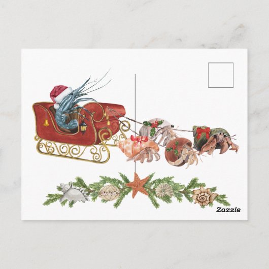 Kerstgarnaal Hermit Crab Crustaceancore Sled Briefkaart (Achterkant)