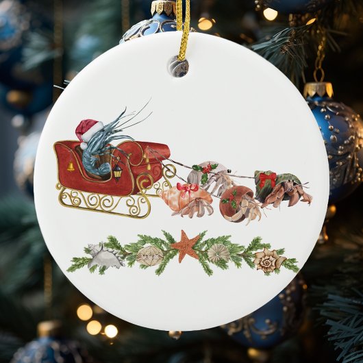 Kerstgarnaal Hermit Crab Crustaceancore Sled Keramisch Ornament