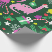 kerstgarnalen dinosaurus kwal kerstman cadeaupapier (Hoek)