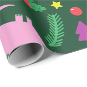 kerstgarnalen dinosaurus kwal kerstman cadeaupapier (Rol Hoek)