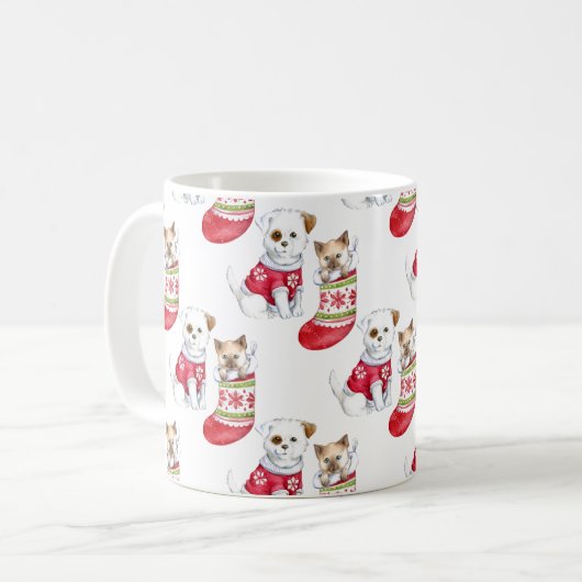 kerstgarnalen koffiemok (Voorkant links)