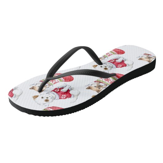 kerstgarnalen teenslippers (Schuin)