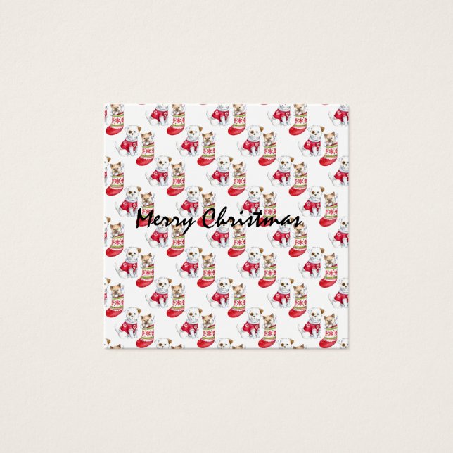 kerstgarnalen vierkante visitekaartjes (Voorkant)