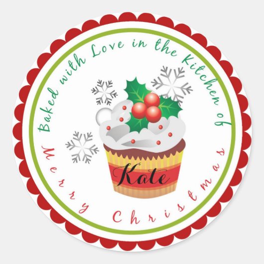 kerstgebak Cupcake-stickers Ronde Sticker (Voorkant)