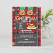 kerstgebak en pajama partij rood flannel kaart (Staand voorkant)